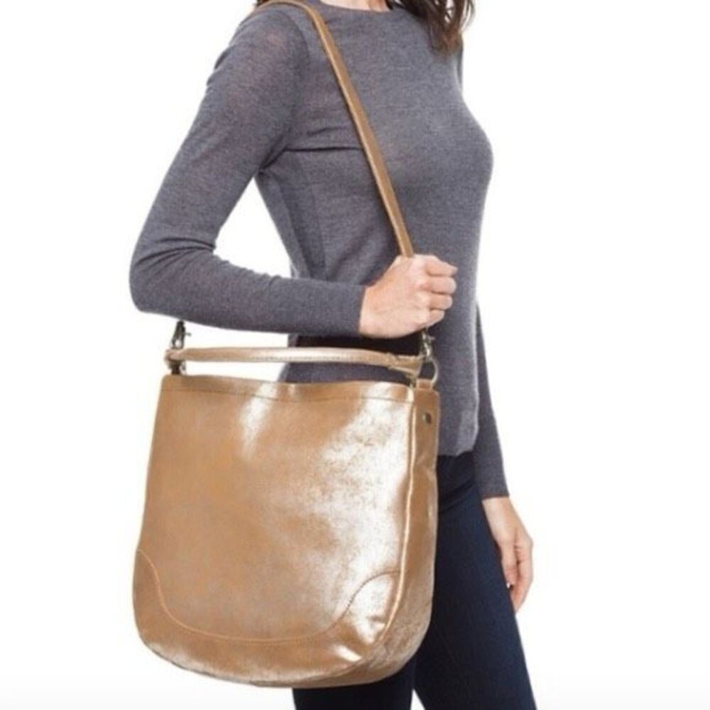 Frye Melissa Gold Metallic Leather Hobo Bag